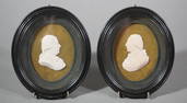 PAIR OF FRAMED ENGLISH WAX PORTRAITS PROFILE BUSTS