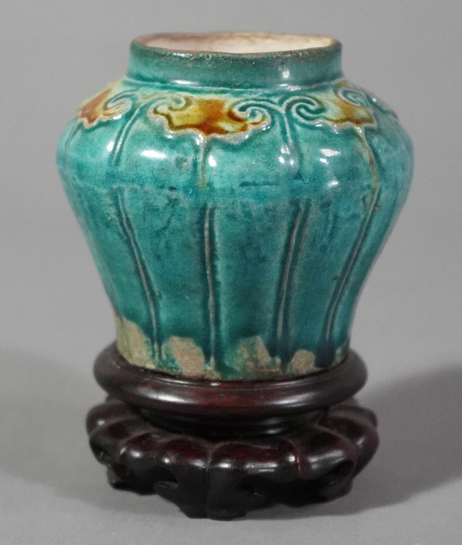 MINIATURE FAHUA VASE WITH TURQUOISE BLUE GLAZE (1 of 7)