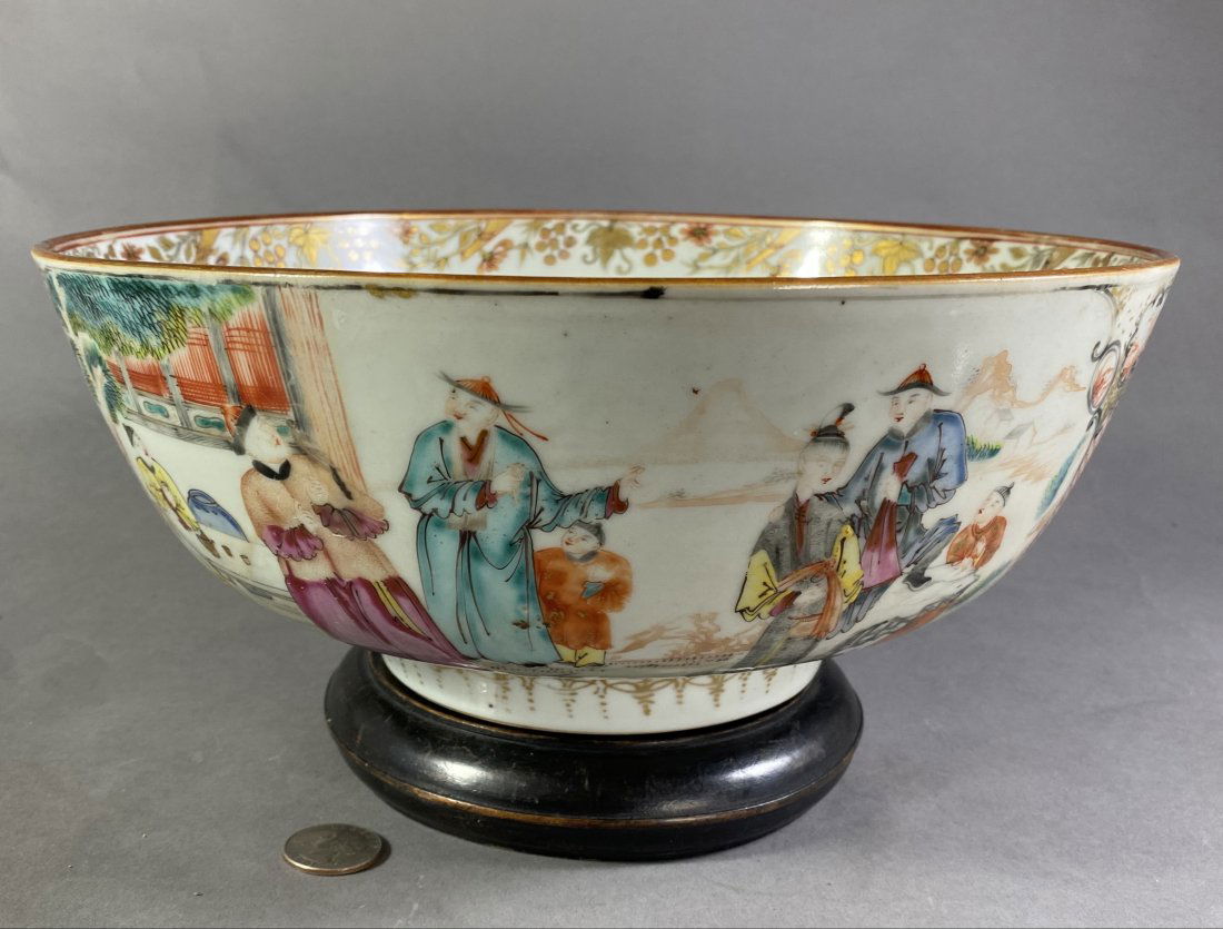 CHINESE EXPORT GILT-DECORATED PUNCH BOWL (1 of 7)