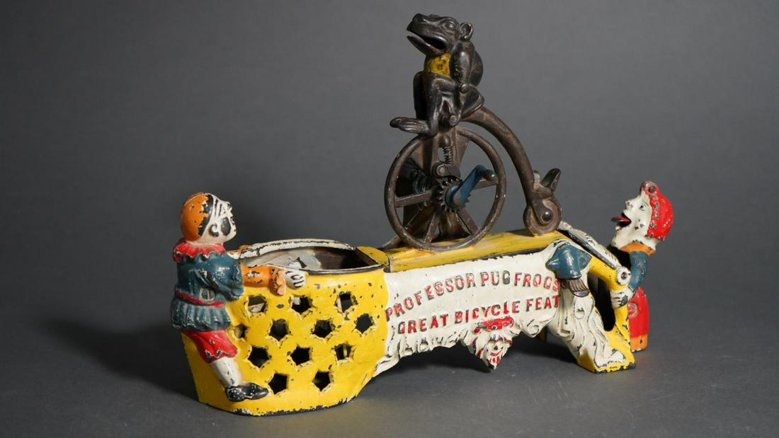 PROFESSOR PUG FROGS  PAINTED CAST IRON MECHANICAL BANK (1 of 15)