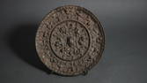 CHINESE BRONZE MIRROR DECORATED WITH GRAPEVINES & LIONS