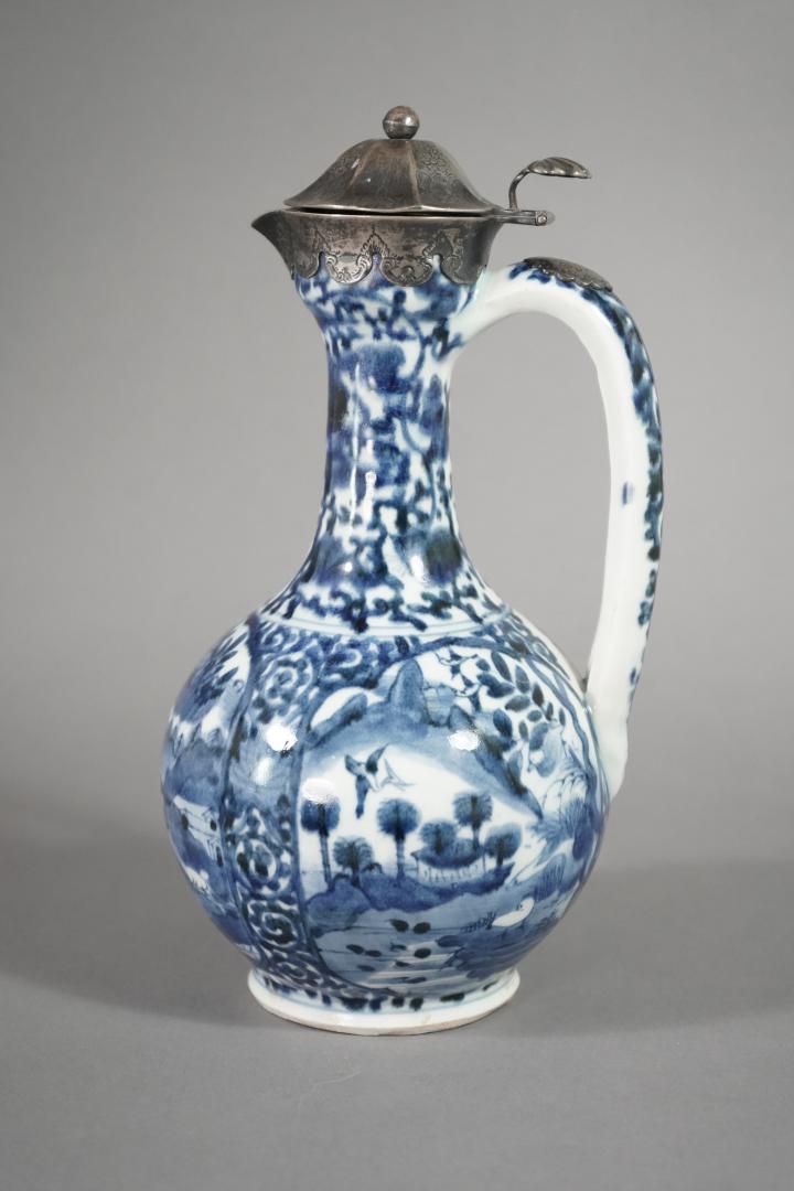 CHINESE BLUE AND WHITE PORCELAIN AND SILVER PITCHER (1 of 13)