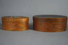 TWO 3-FINGER SHAKER BOXES EACH W/CLEAR VARNISH SURFACE