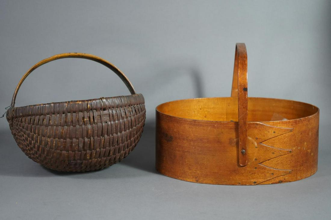 SHAKER CARRYING BASKET & A SPLINT-WOVE HANDLED BASKET (1 of 20)