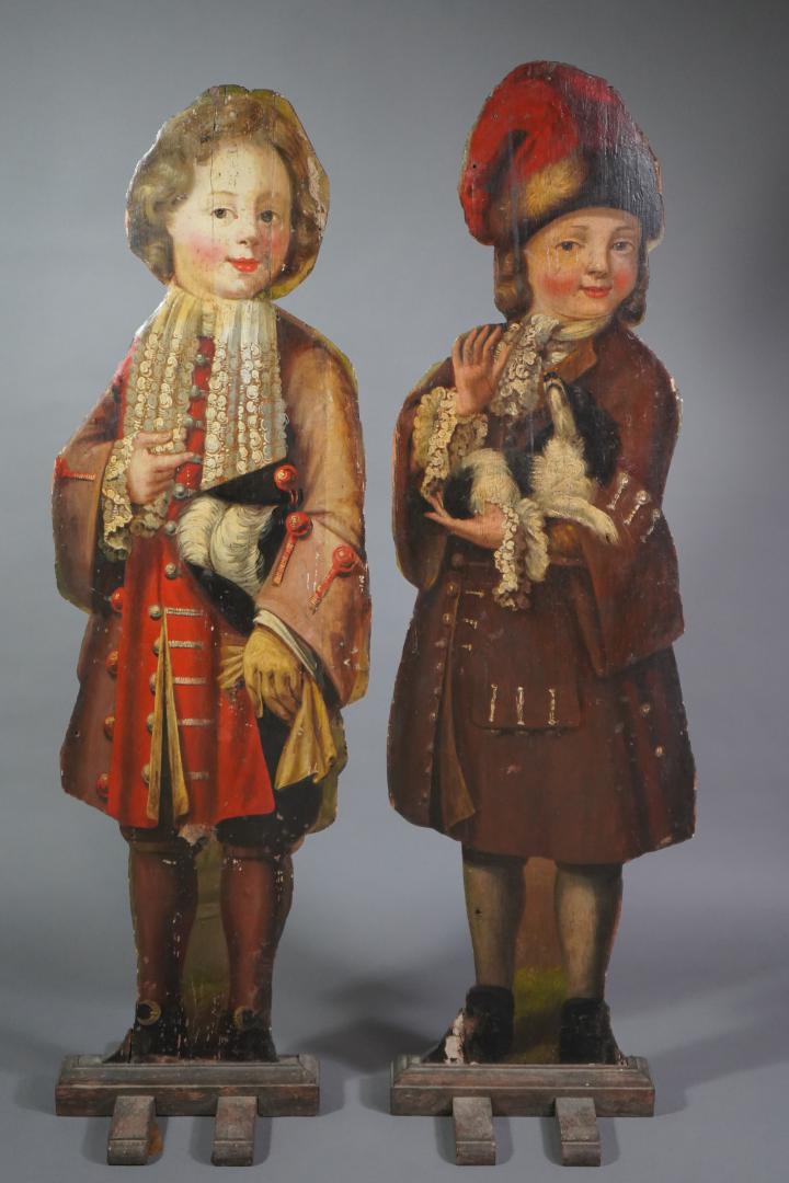 TWO LIFESIZE PAINTED WOOD DUMMY BOARDS DEPICTING A BOY (1 of 20)