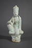 QINGBAI FIGURE OF SEATED GUANYIN W/ SCARF AROUND NECK