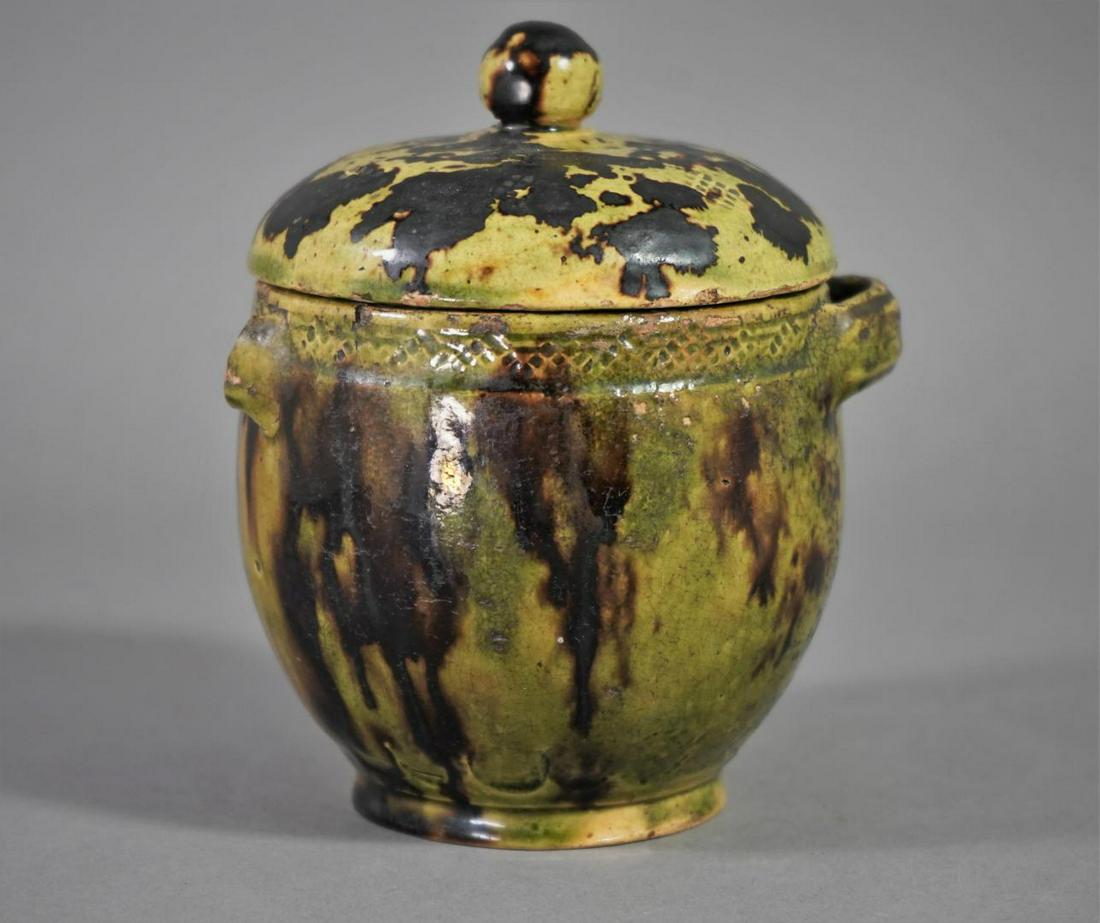 REDWARE JAR WITH GREEN GLAZE AND MANGANESE SPOTCHES (1 of 12)