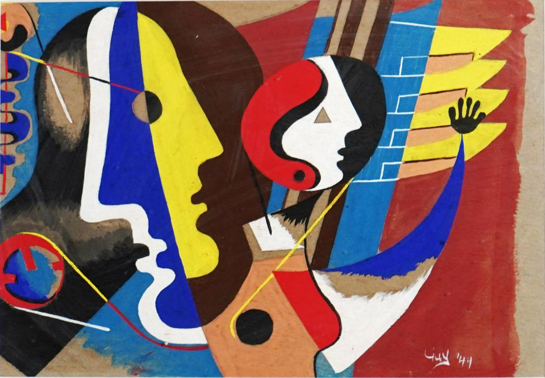 MODERNIST PAINTING DEPICTING FIGURES 
Gouache on paper (1 of 9)