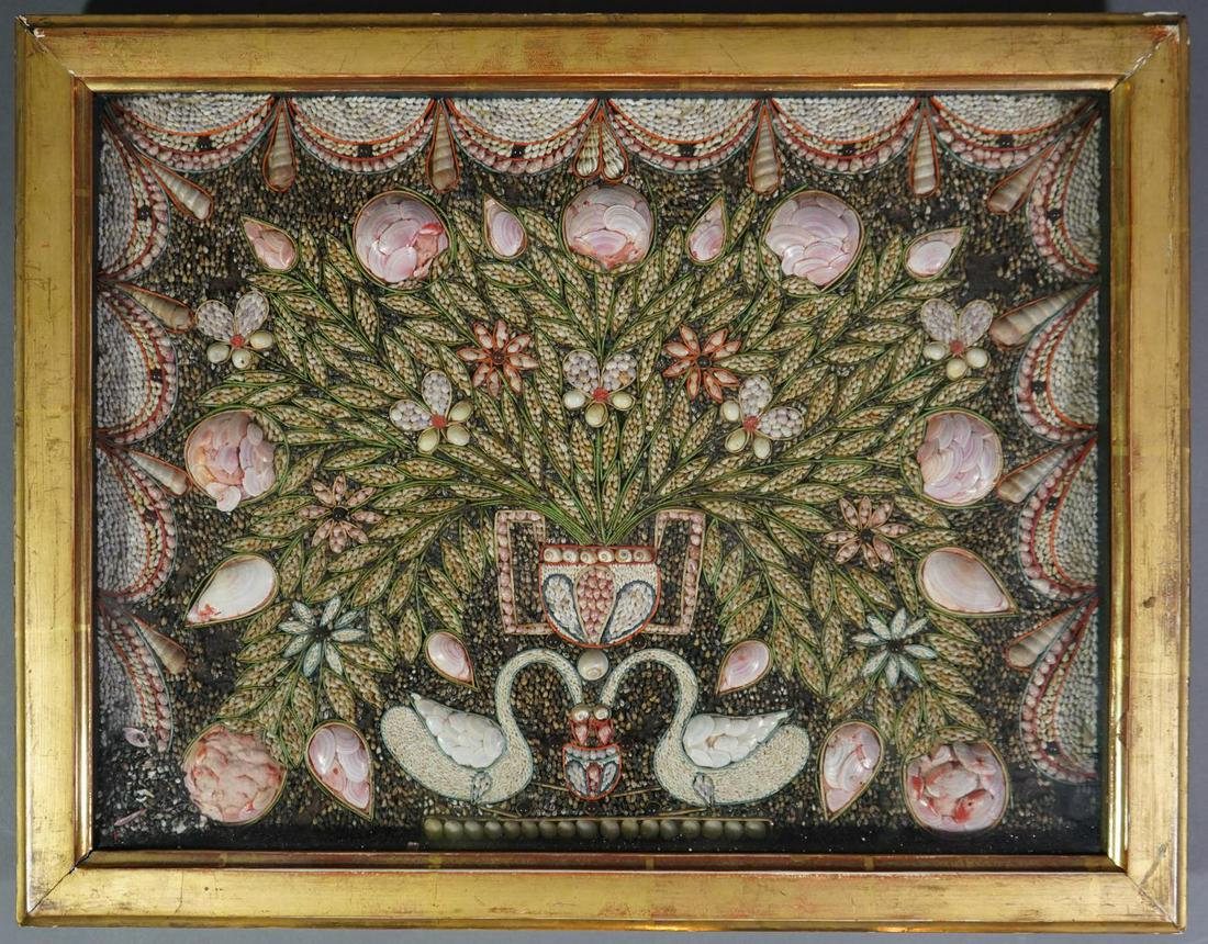 RARE DOUBLE SWAN SHELL- WORK SAILORS VALENTINE (1 of 20)