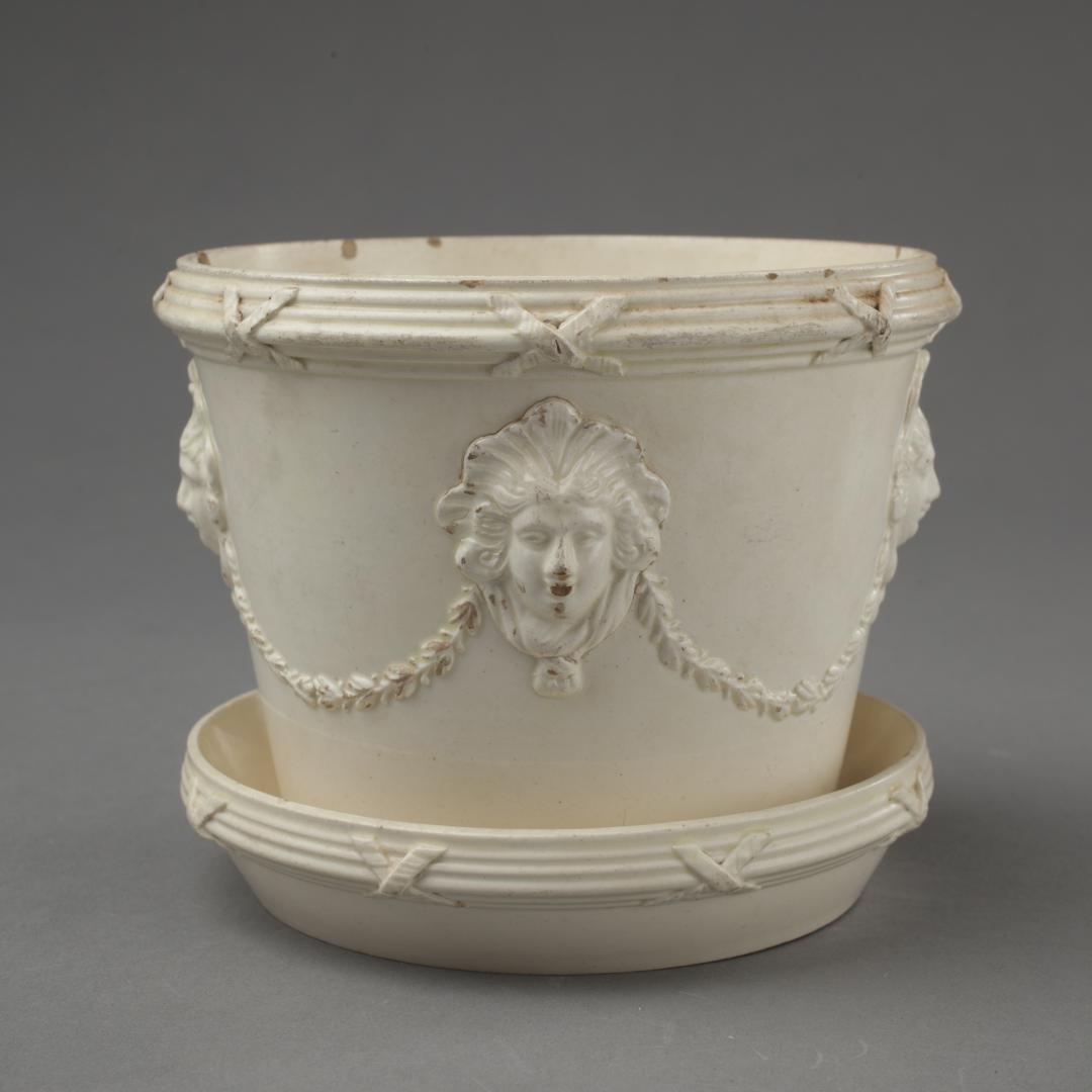 NEO-CLASSICAL CREAMWARE GARDEN POT AND STAND (1 of 10)