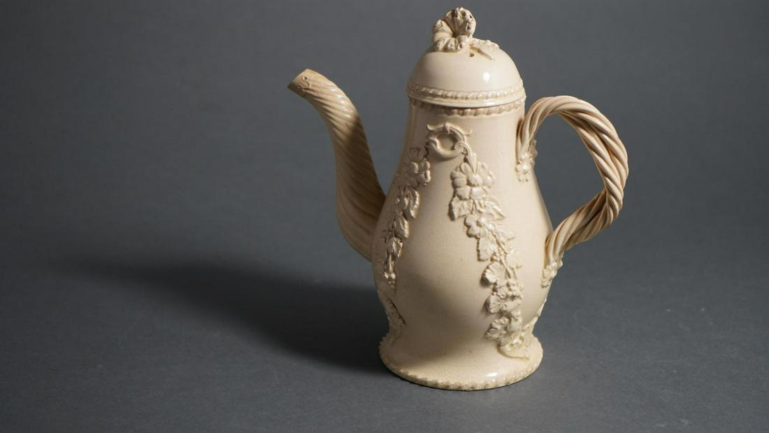 CREAMWARE COFFEE POT WITH SWAGS AND HANGING GRAPES (1 of 8)