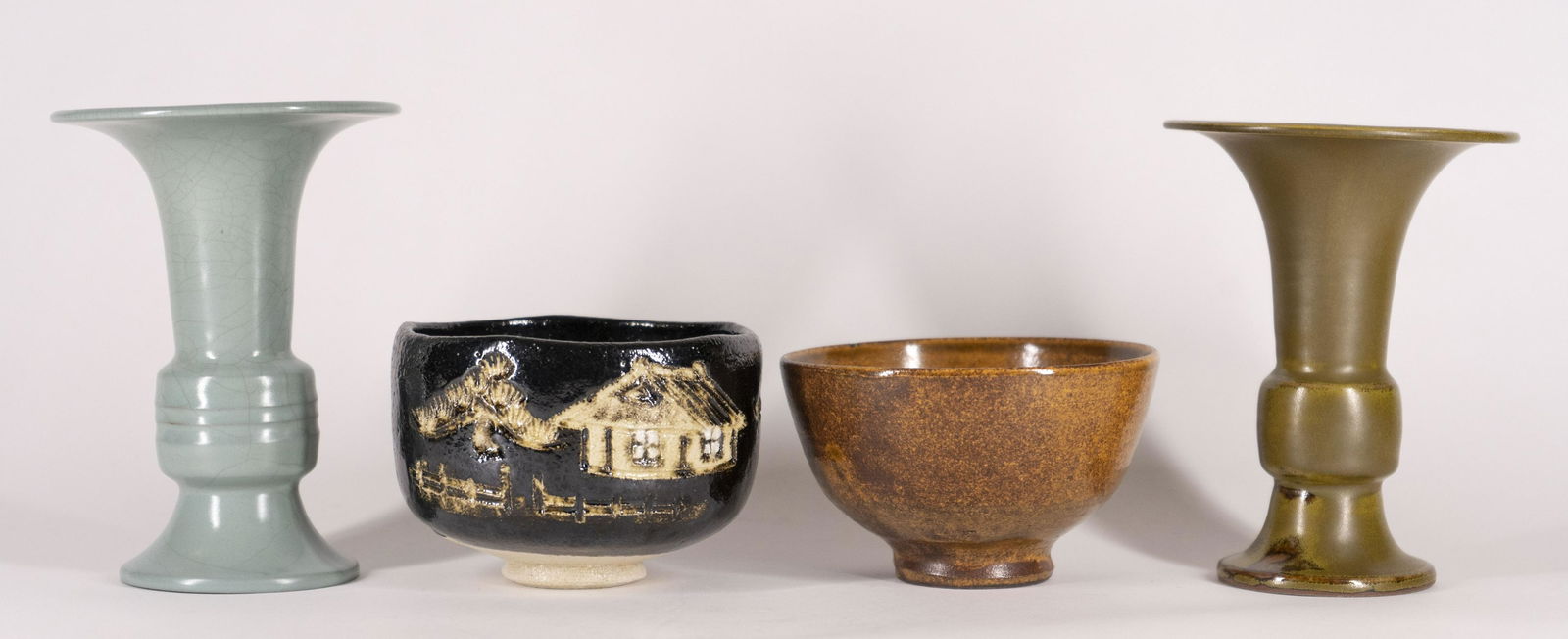 Two Chinese Gu Vessels and Two Bowls (1 of 5)