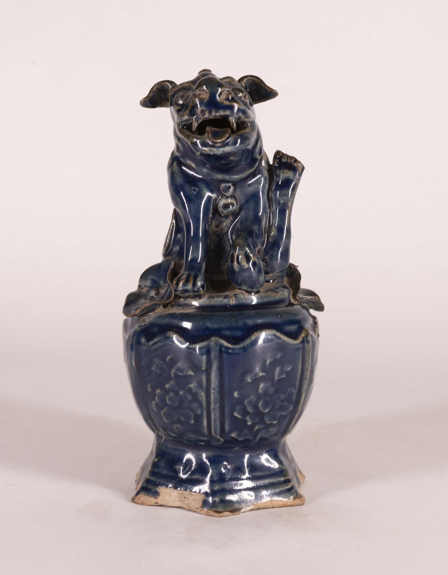 Cobalt Glazed Porcelain Beast with Ball (1 of 8)