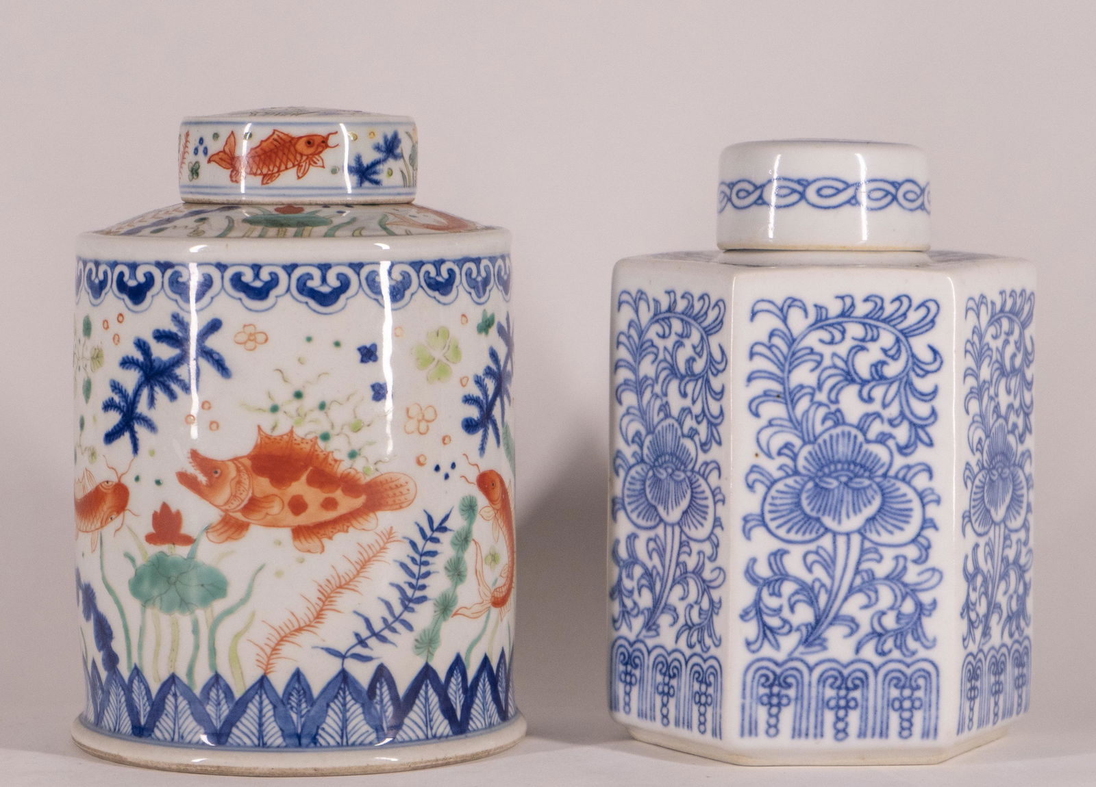 Two Covered Porcelain Tea Canisters (1 of 16)