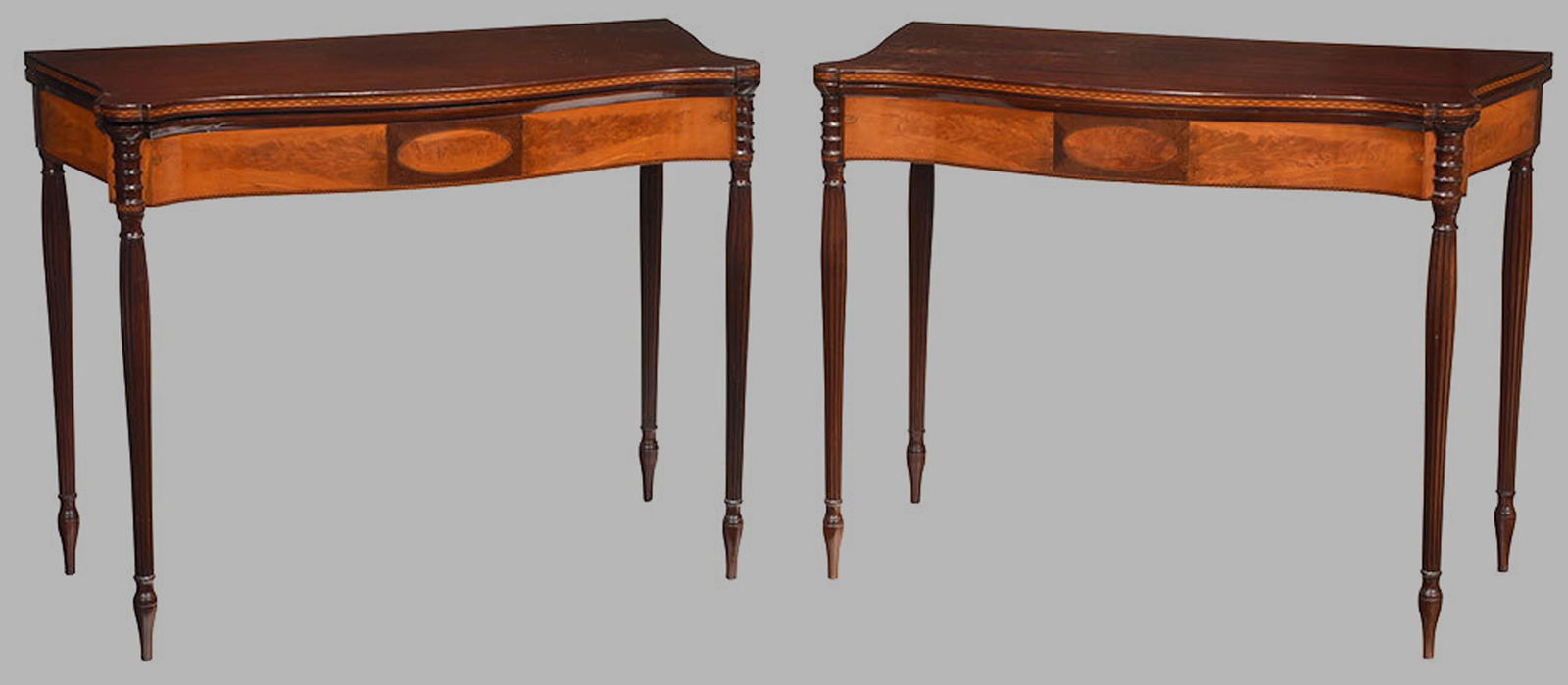 Pair Federal Style Inlaid Mahogany Card Tables (1 of 16)