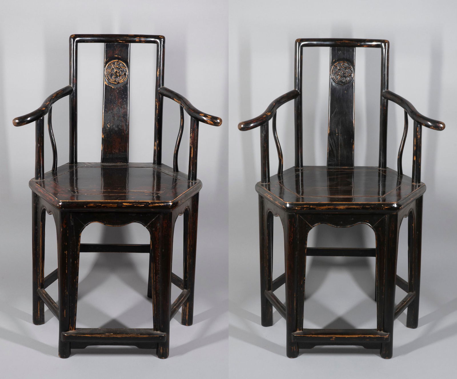 Pair of Chinese Style Black Painted Armchairs (1 of 20)