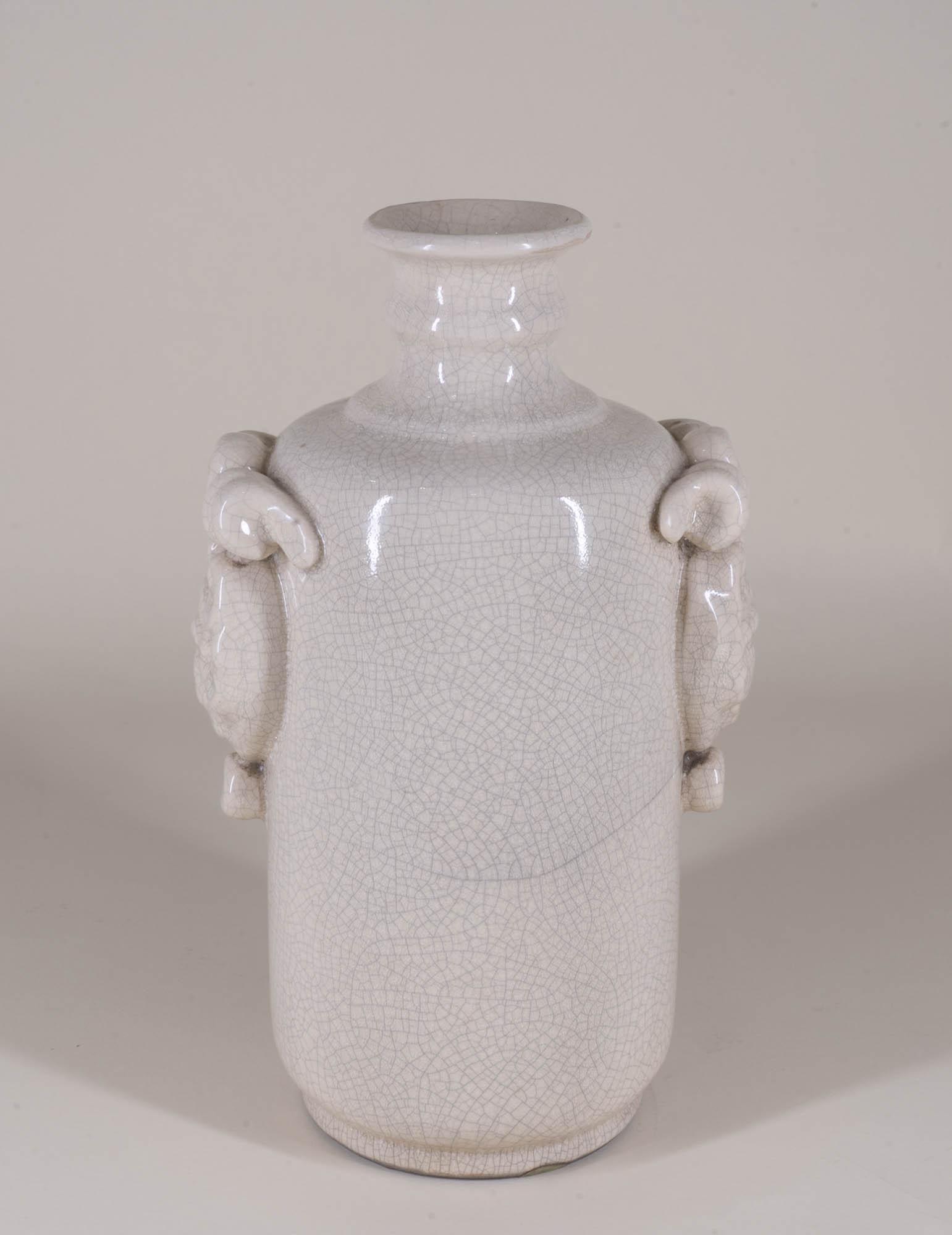 Chinese 'Ram's Head' Crackle Glazed Sleeve Vase (1 of 10)