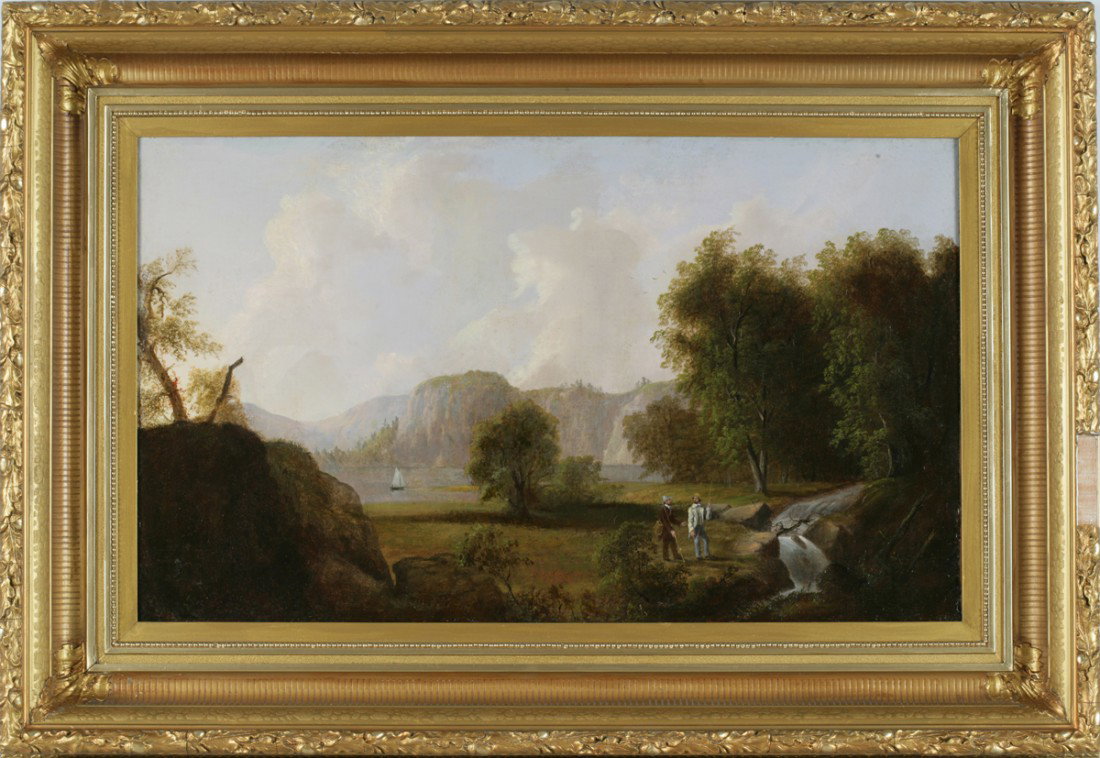 Attributed to Thomas Doughty (American, 1793-1856): Attributed to Thomas Doughty (American, 1793-1856) TWO FISHERMEN AT A STREAM Unsigned Oil on canvas 18 1/4 x 30 inches Estimate: $3,000-6,000