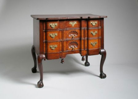 Colonial Revival Chippendale Block-Front Lowboy wi: Colonial Revival Chippendale Block-Front Lowboy with Carved Shells comprised primarily of old parts h. 30 in.; l. 34 in.; d. 21 1/4 in. Property of a Gentleman Estimate: $400-800
