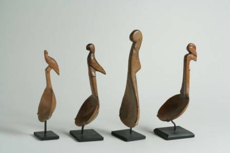 Four Bird Effigy Ladles (4): Four Bird Effigy Ladles 1800-1860 Four bird effigy ladles illustrating a range of different carving sensibilities from representational to abstract (the two middle examples illustrate a bird of the