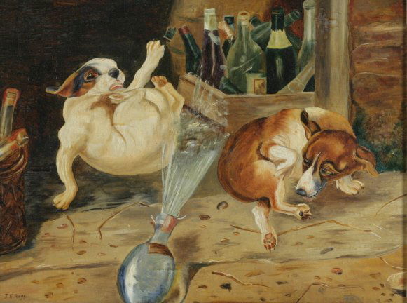 British School, Late 19th/ early 20th Century: The Explosion Signed lower left ÒJ.E. RaggÓ Oil on canvas 9 x 12 1/8 inches Estimate: $200 - $400