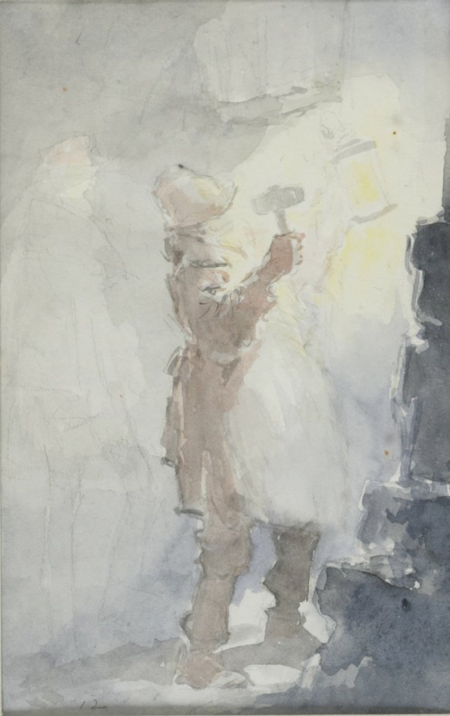 Everett Shinn (American, 1876-1953): Property of a New York Family Everett Shinn (American, 1876-1953) Study for Edwin Drood Watercolor on paper Inscribed “12" Inscribed on reverse of painting “Everett Shinn from Mystery of Edwin Dro