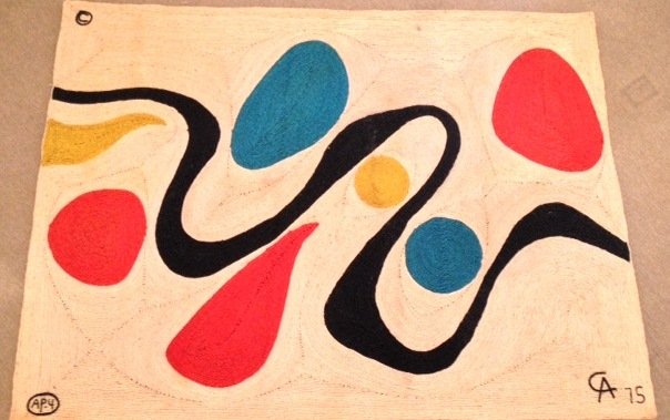 Alexander Calder (American 1898–1976): Property of a Florida Gentleman Alexander Calder (American 1898–1976) Turquoise, 1975 Artist's Proof Bon Art Handwoven Jute Maguey Tapestry Signed "CA 75" lower right Artist Proof 4, inscribed "AP.4
