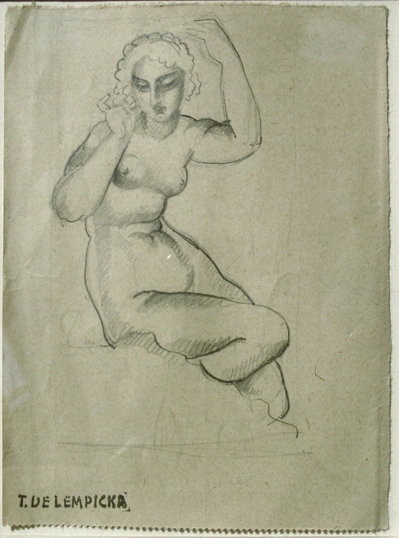 Tamara de Lempicka (Polish, 1898-1980): Tamara de Lempicka (Polish, 1898-1980) Nude Pencil on Paper 5 3/4 x 4 1/4 inches $8,000-12,000 Property of a Private Montana/Florida/California Estate