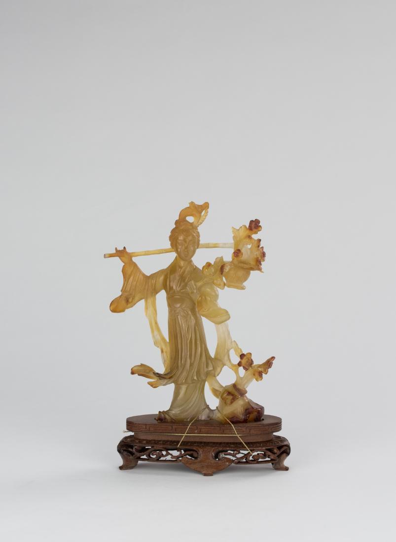 Early 20th Century-An Agate Carved Lady And Plum Tree (1 of 8)