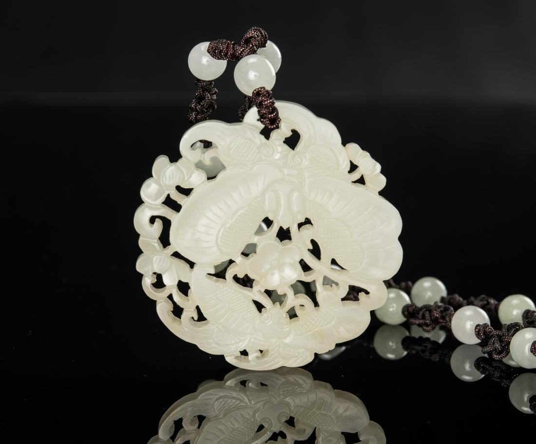 Qing - A Fine White Jade Carved â€˜Butteries And (1 of 4)
