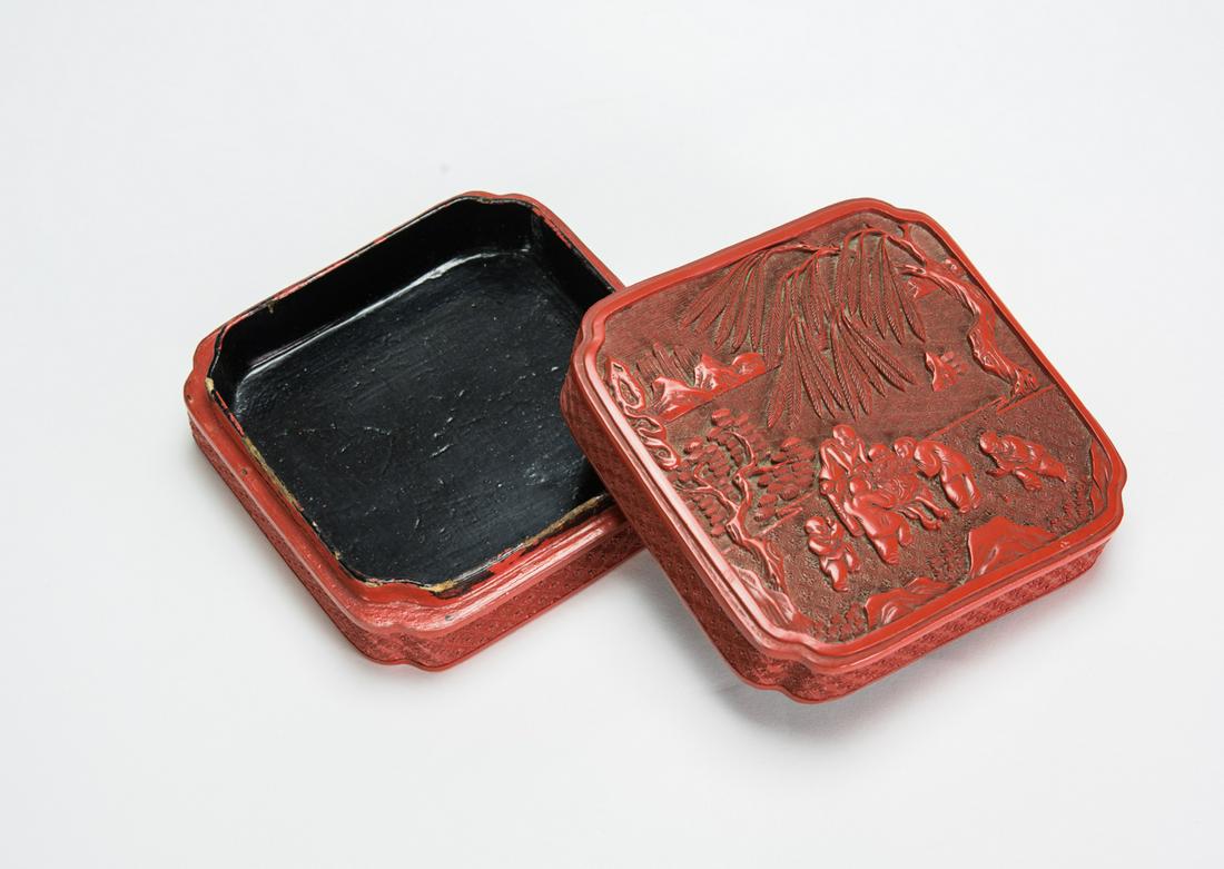 Qing-A Cinnaber Lacquer Square Box (1 of 7)