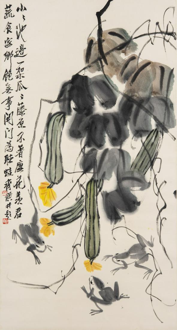 Qi Baishi (1864-1957): "Qi Baishi (1864-1957) Ink And Color On Paper, Hanging Scroll, Signed And Seal 100 cm X 53.5 約 4.81 平尺 齊白石 (1864-1957) 軸心：設色