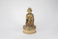 A Gilt - Glazed Jun Color Kneeling Bodhisattva (with stand, stand has Mark)