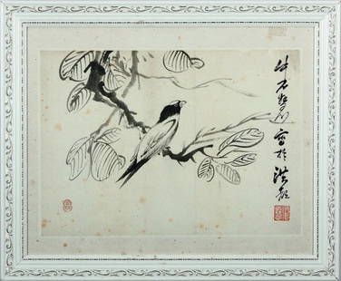 Eight Album Leaves Of Niu Shihui: Ink on paper, depiction of birds perched on branches in various attitudes, signature "Niu Shihui" resembling "Sheng bu bai jun" (Never kneel down before the (Qing) emperor when I am alive), own seal a