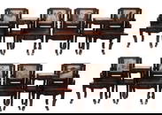 Qing - A Set Of Mahogany Marble - Inlaid Armchairs And Stands