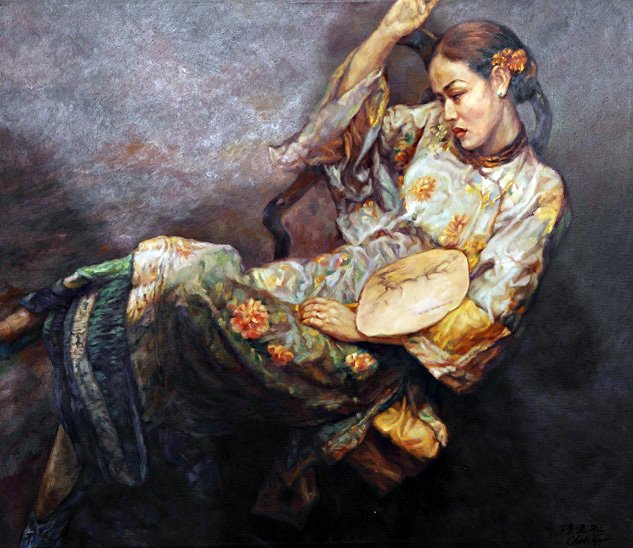 Chen YiFei (1942-1985) Relaxation, mounted, oil o: Chen YiFei (1942-1985) Relaxation, mounted, oil on canvas Chen YiFei (1942-1985) Relaxation, mounted, oil on canvasAttributed to Chen YiFei (1942-1985), Relaxation, mounted, oil on canvas. On lower ri