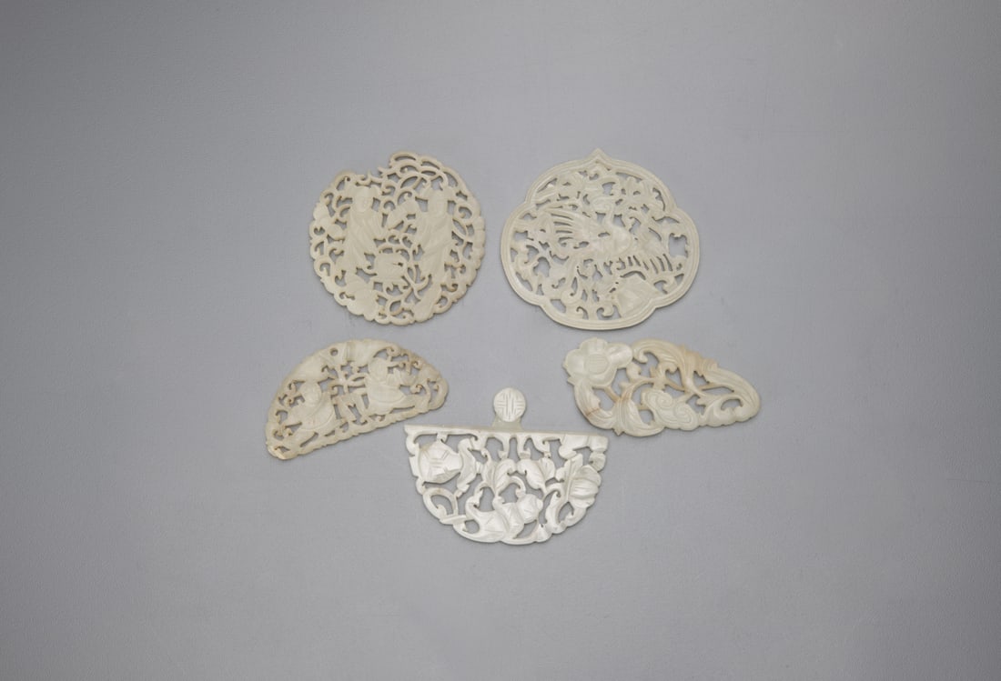 A Group Of Five Chinese White Jade Ornaments. (1 of 11)