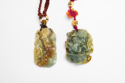 A Two Jadeite Craved Pendants.