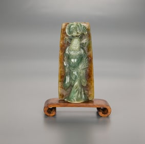A Semi-Translucent Jadeite Carved ‘ZhongnKui’.