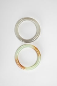 A White Jade Bengle And Agate Bengle (2 Pcs)