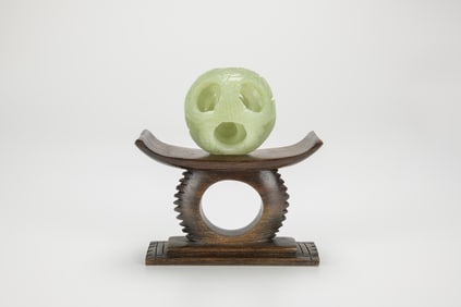 A Chinese White Jade Careved Three Layer Ball