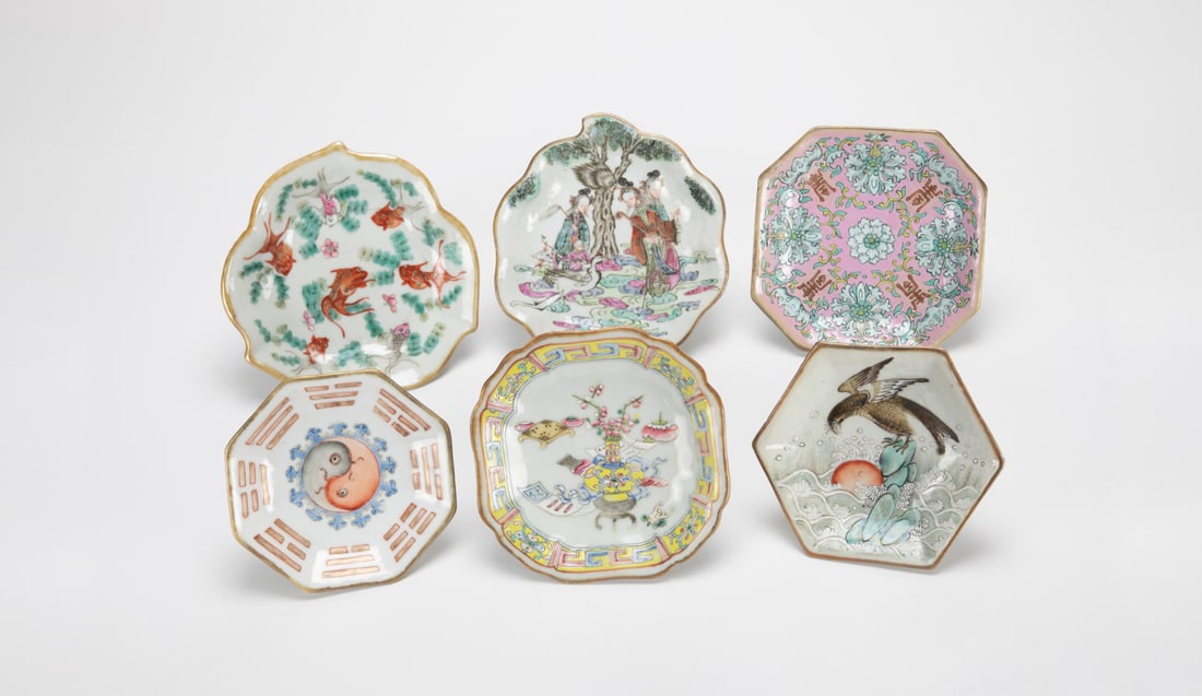 A Group Of Six Small Famille - Glaze Fruit Basins (1 of 8)