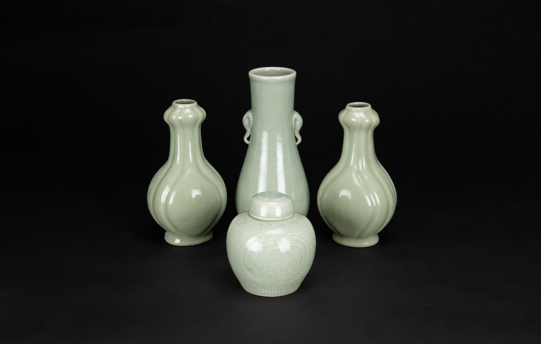 A Group Of Light Green Glazed Vase And Cover Jar. (1 of 9)