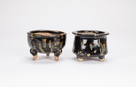 A Two Jizhou Kiln Tri - Pot Censer (2 Pcs)