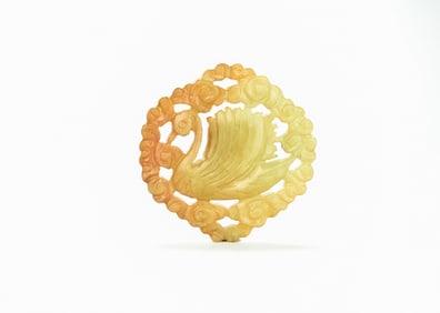 Carved Yellowish Jade ‘Phoenix’ Pendant, Qing Dynasty