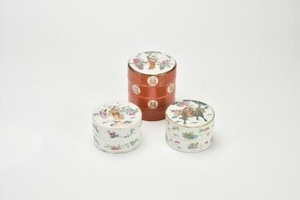 A Group Of Three Famille- Galzed Cover Boxes, Late Qing
