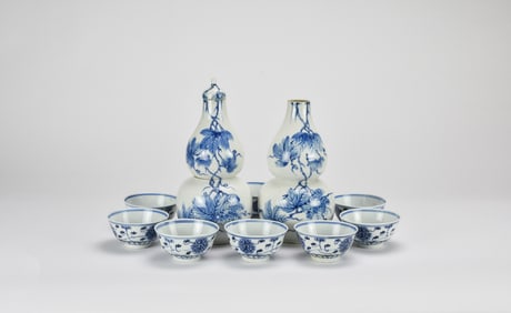 A Blue And White Gourd Wine Warmer,