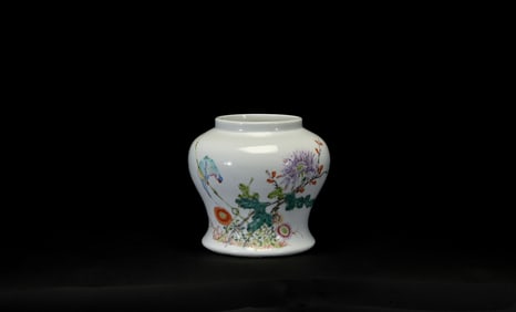 A Famille Rose Porcelain Jar ‘Parrot And Flowers’, Qing Dynasty