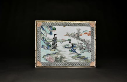 A Famille Glaze ‘Figures’ Plque, Late Qing/Republic