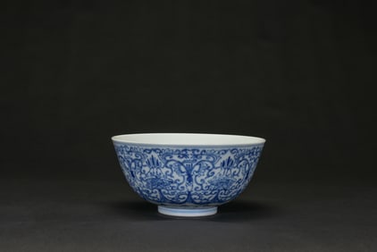 A Blue And White ‘Floral Scroll’ Bowl